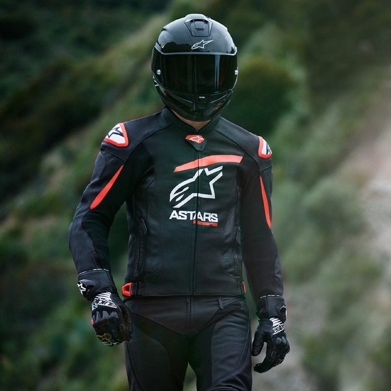 Kožená bunda na motorku Alpinestars GP plus R 4 Airflow černo-fluo červeno-bílá
