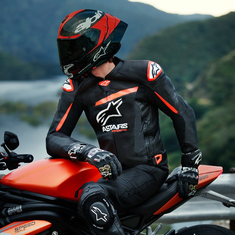 Kožená bunda na motorku Alpinestars GP plus R 4 Airflow černo-fluo červeno-bílá