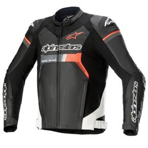 Kožená bunda na motorku Alpinestars GP Force Airflow černo-bílo-fluo červená