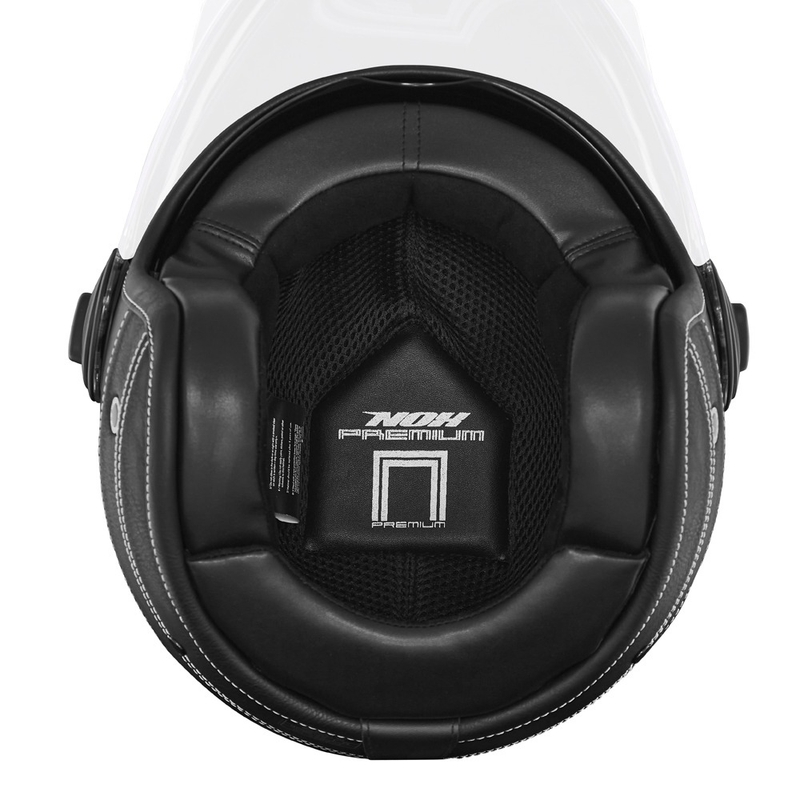 Otevřená helma na motorku NOX PREMIUM Heritage černá kůže