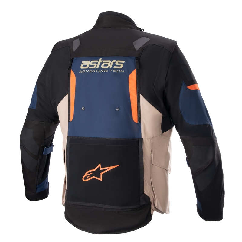 Bunda na motorku Alpinestars Halo Drystar tmavě modro-khaki-oranžovo-černá