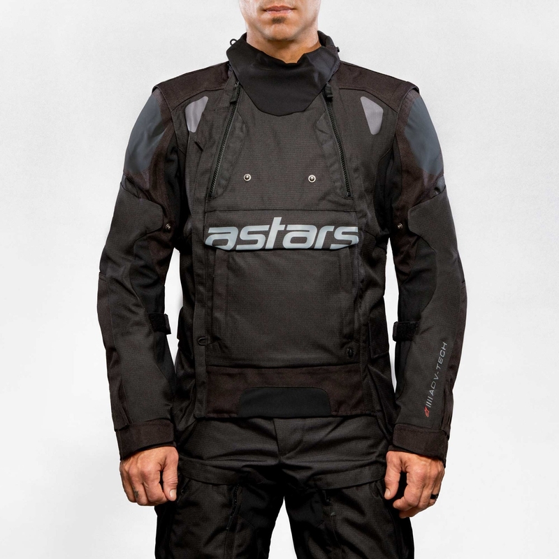 Bunda na motorku Alpinestars Halo Drystar tmavě modro-khaki-oranžovo-černá