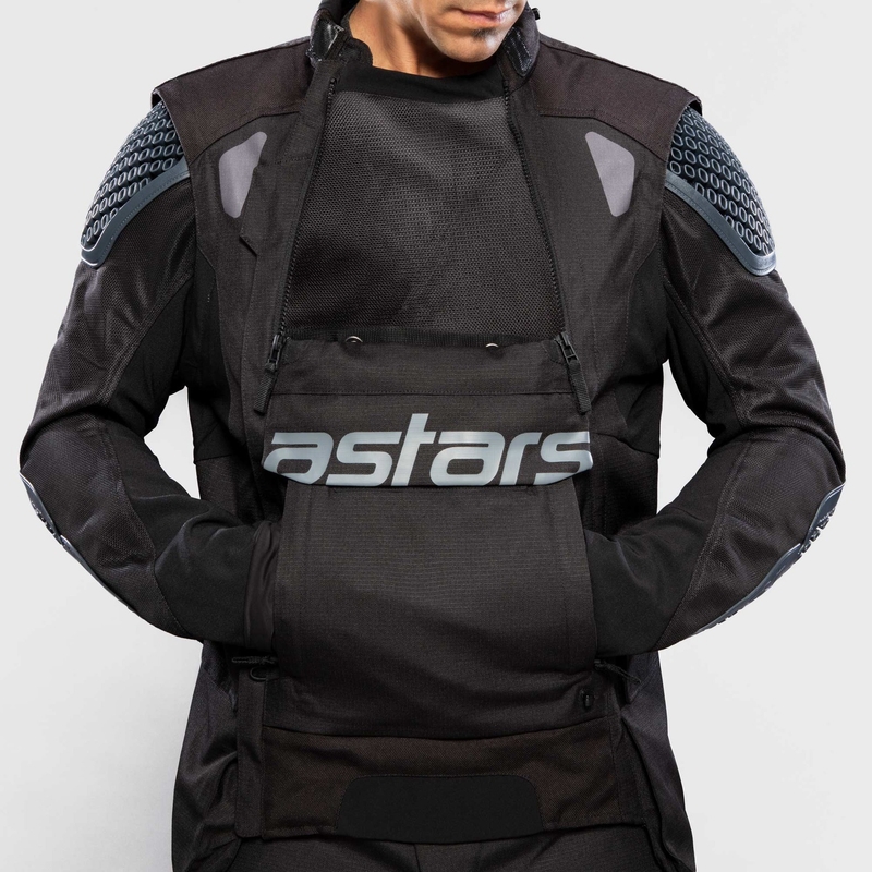 Bunda na motorku Alpinestars Halo Drystar tmavě modro-khaki-oranžovo-černá