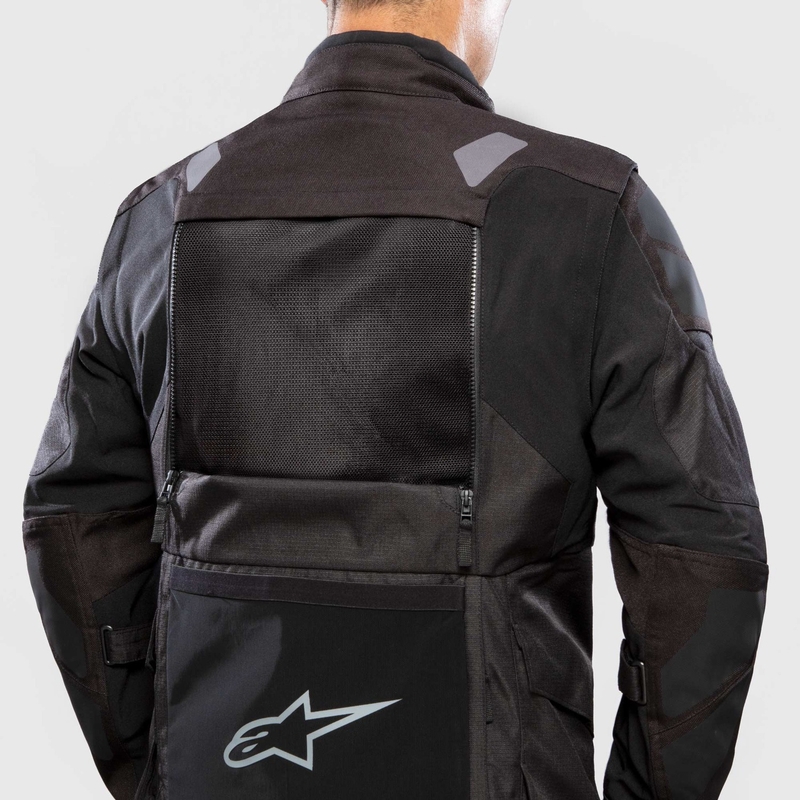 Bunda na motorku Alpinestars Halo Drystar tmavě modro-khaki-oranžovo-černá