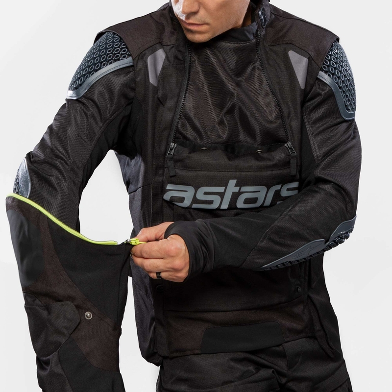 Bunda na motorku Alpinestars Halo Drystar tmavě modro-khaki-oranžovo-černá