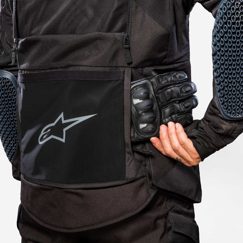 Bunda na motorku Alpinestars Halo Drystar tmavě modro-khaki-oranžovo-černá