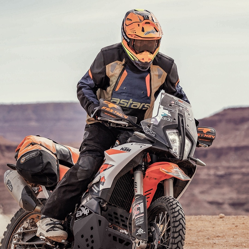 Bunda na motorku Alpinestars Halo Drystar tmavě modro-khaki-oranžovo-černá
