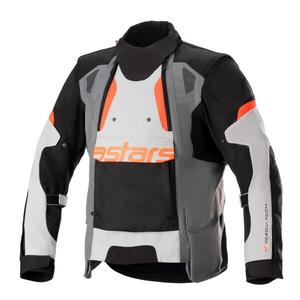 Bunda na motorku Alpinestars Halo Drystar světle šedo-tmavě šedo-černo-fluo červená