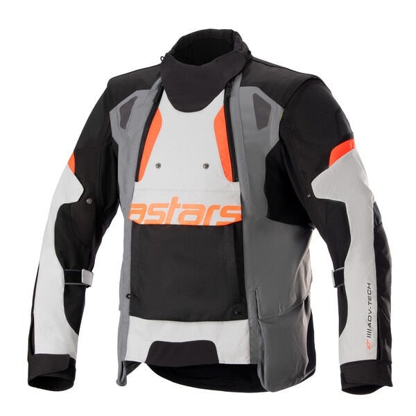 Bunda na motorku Alpinestars Halo Drystar světle šedo-tmavě šedo-černo-fluo červená Velikost: S