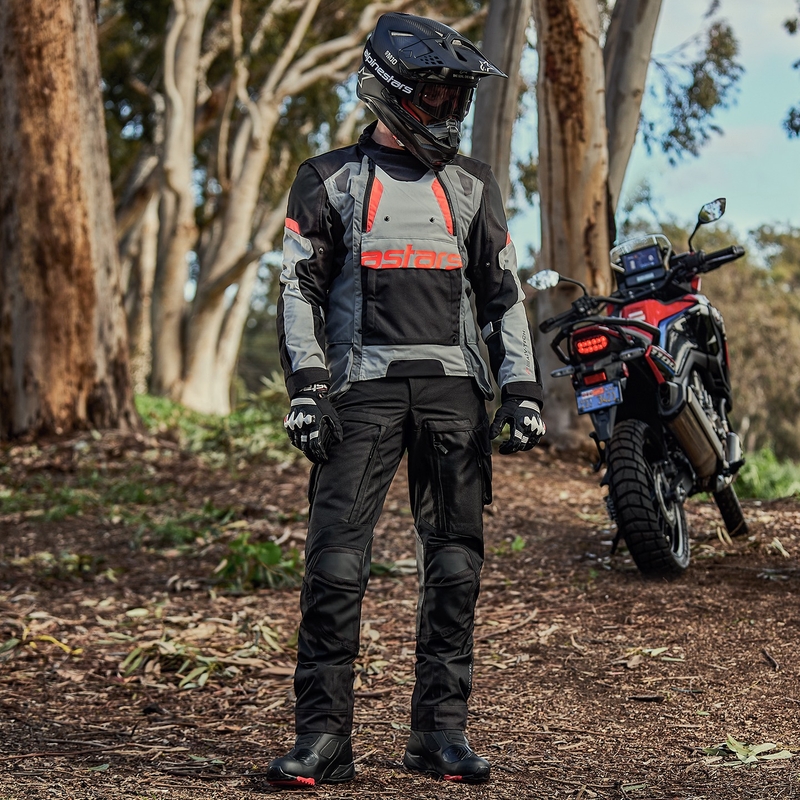 Bunda na motorku Alpinestars Halo Drystar světle šedo-tmavě šedo-černo-fluo červená