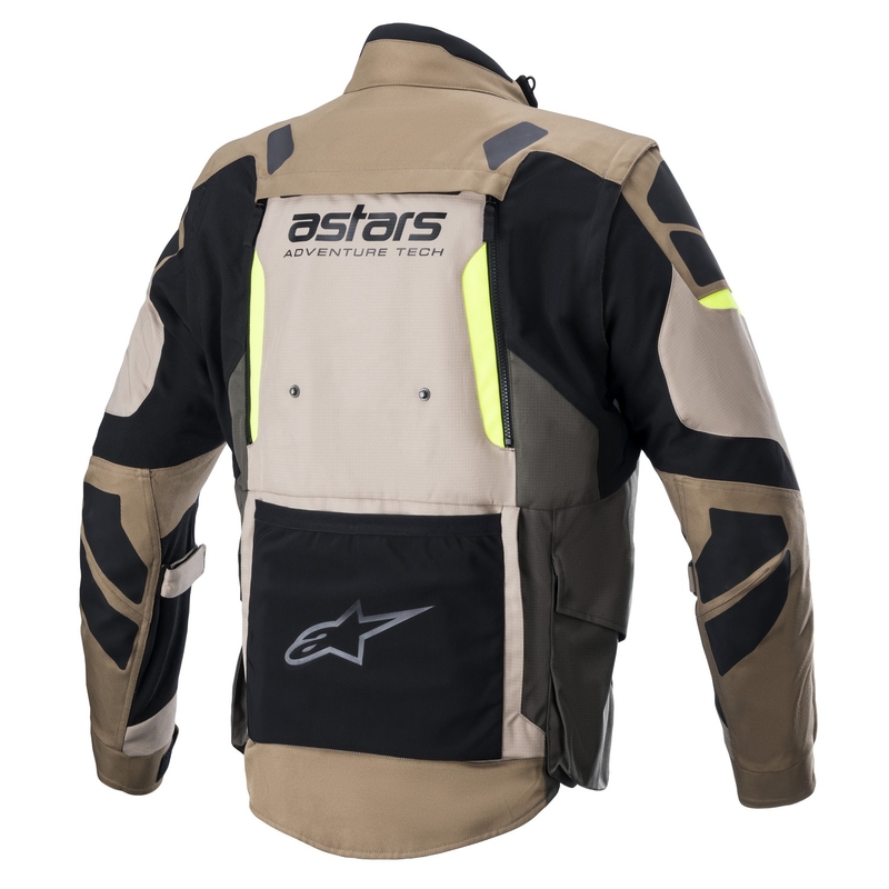 Bunda na motorku Alpinestars Halo Drystar khaki-béžovo-fluo žlutá