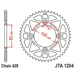 Hliníková řetězová rozeta JT JTA 1204-46BLK 46)T, nt((428 černá