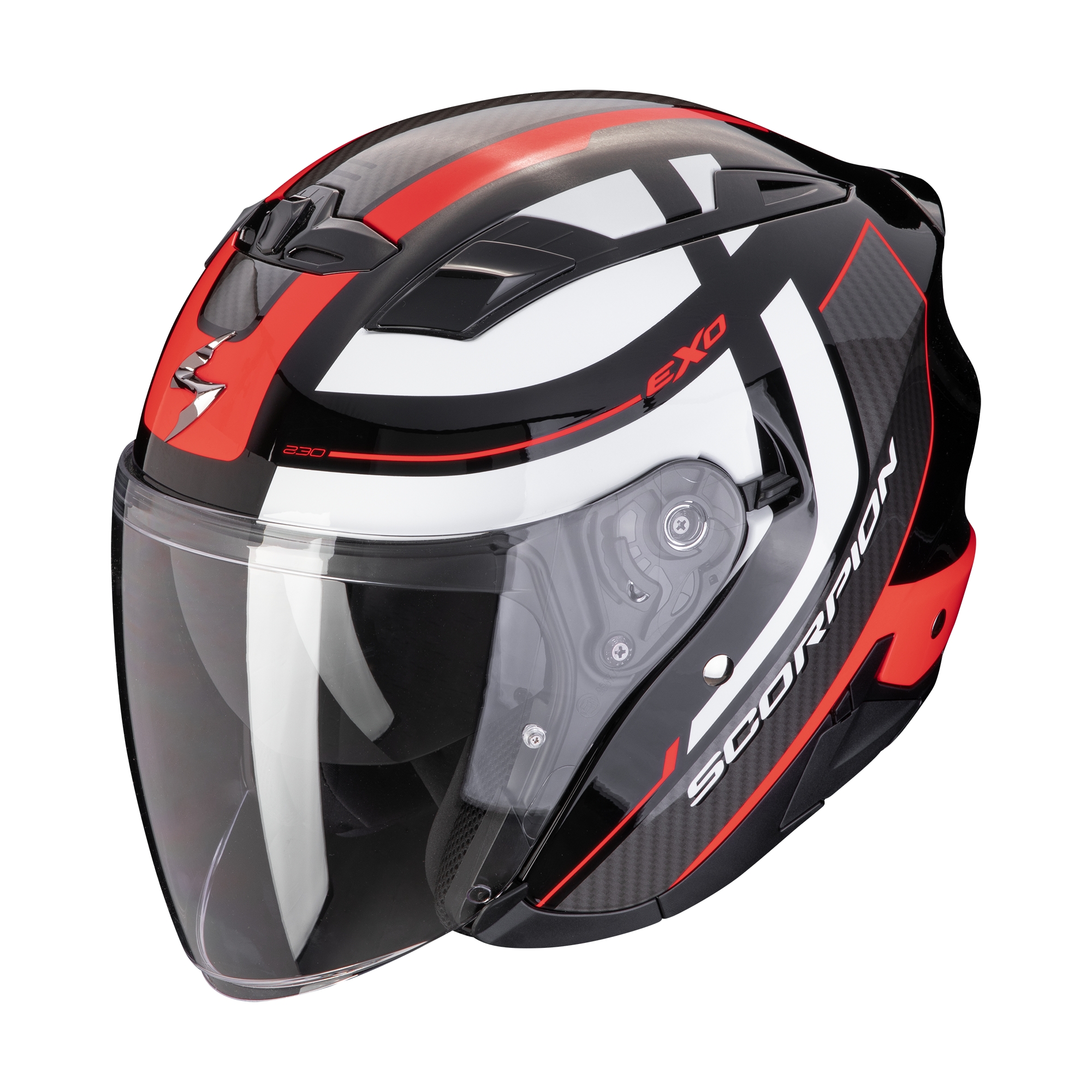 Otevřená helma na motorku SCORPION EXO-230 PUL černo-červená Velikost: XS
