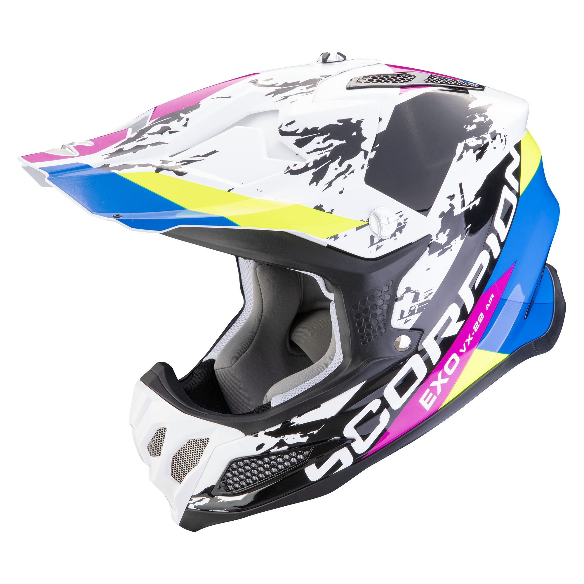 Motokrosová helma Scorpion VX-22 Air CX bílo-černo-modrá Velikost: XS