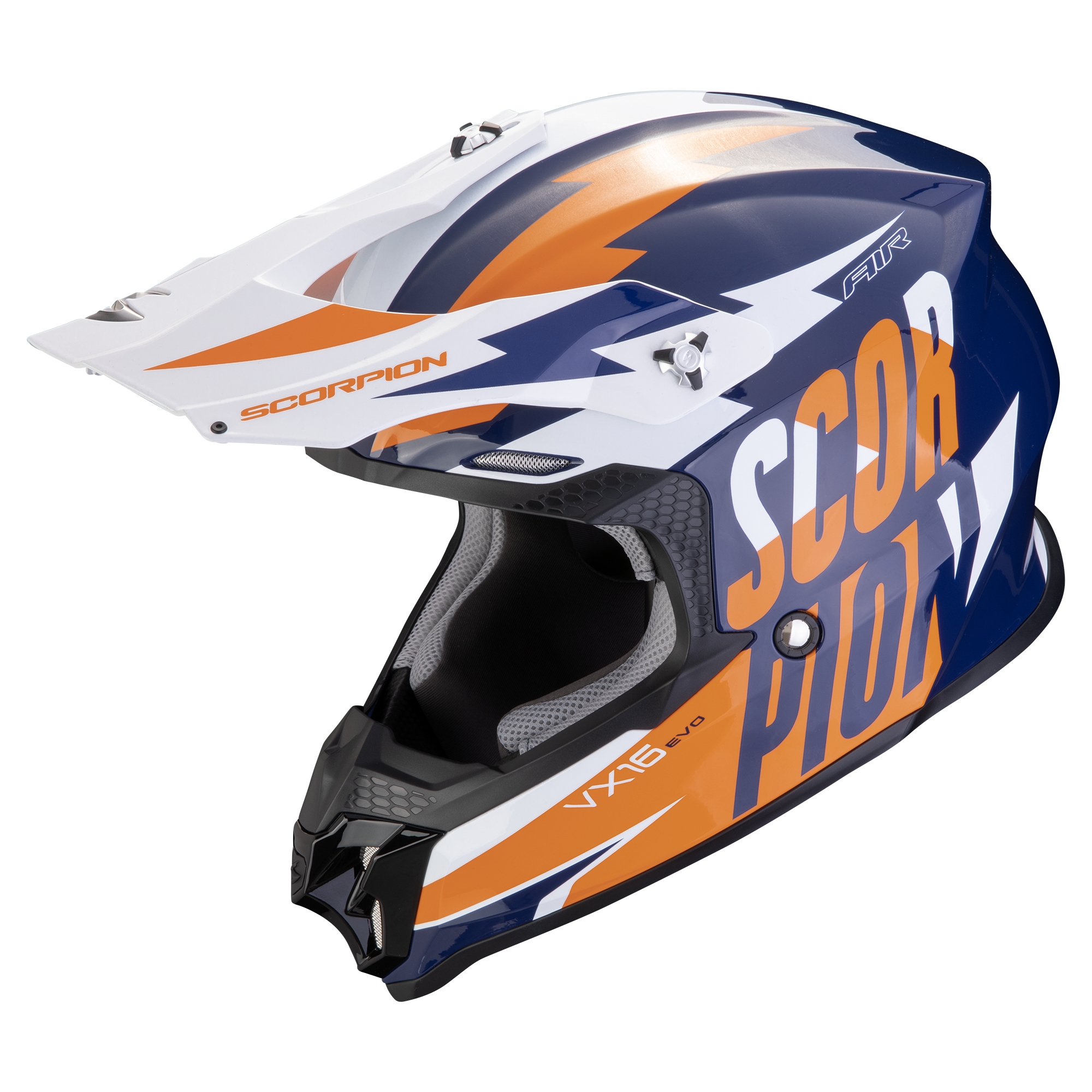Motokrosová helma Scorpion VX-16 EVO AIR Slanter modro-oranžová Velikost: S