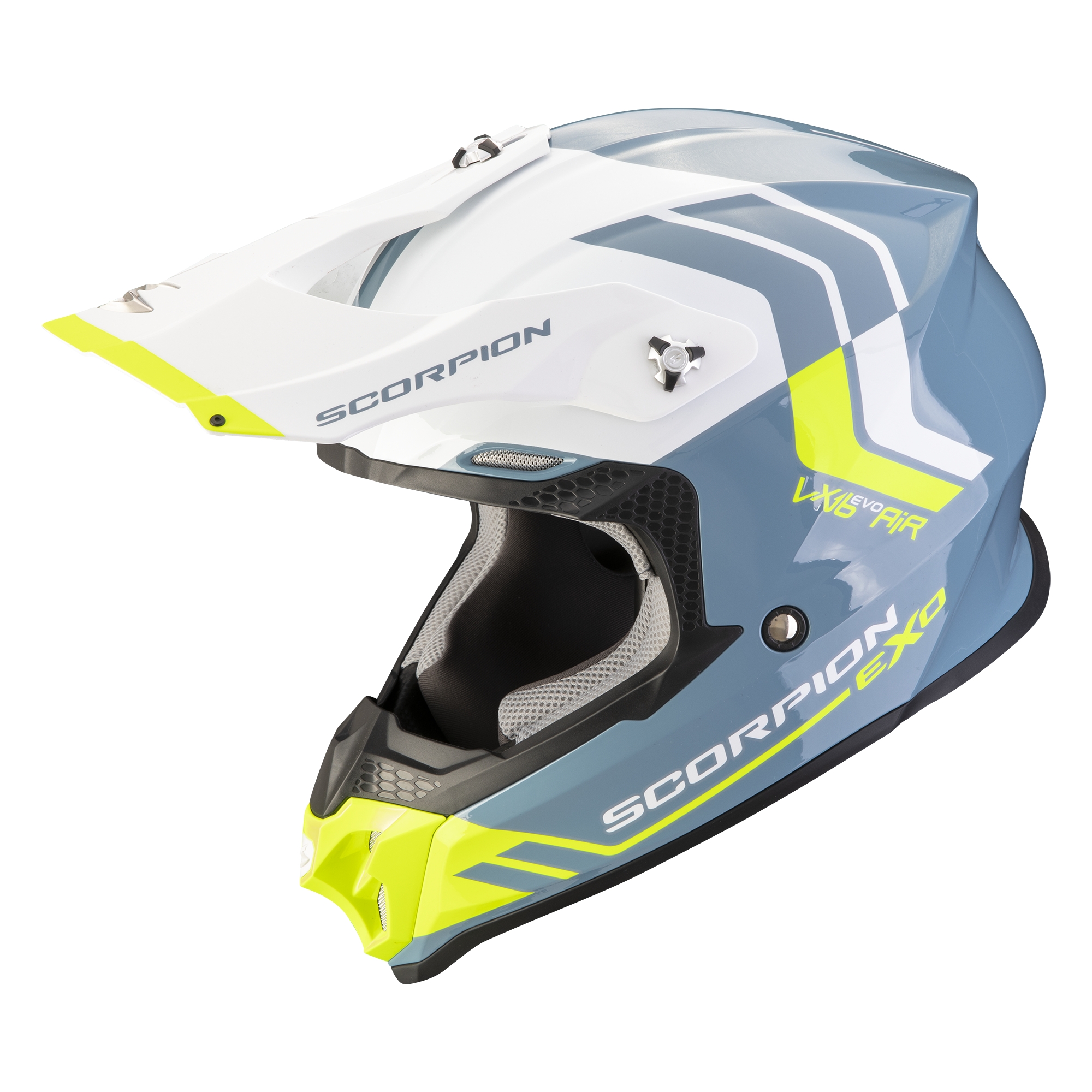 Motokrosová helma Scorpion VX-16 EVO AIR Fusion modro-fluo žlutá Velikost: S