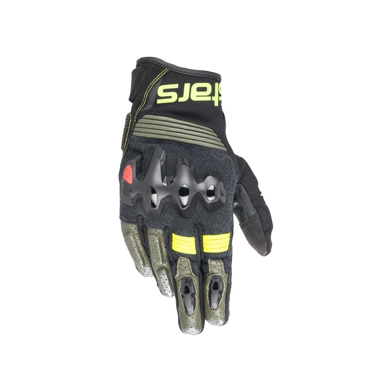 Rukavice na motorku Alpinestars Halo černo-zeleno-fluo žluté
