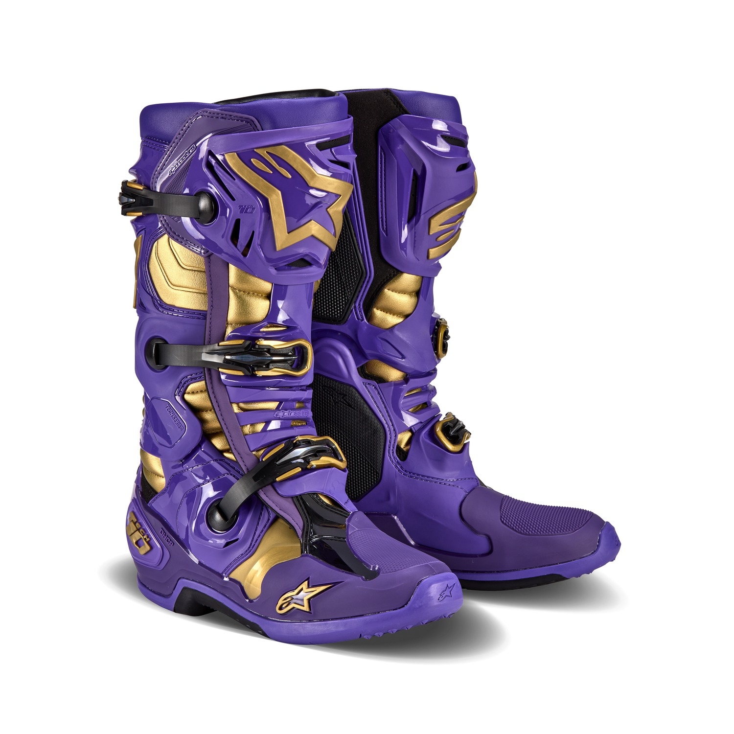 Boty na motorku Alpinestars Tech 10 Limitovaná Edice Champ fialovo-zlaté Velikost: 43