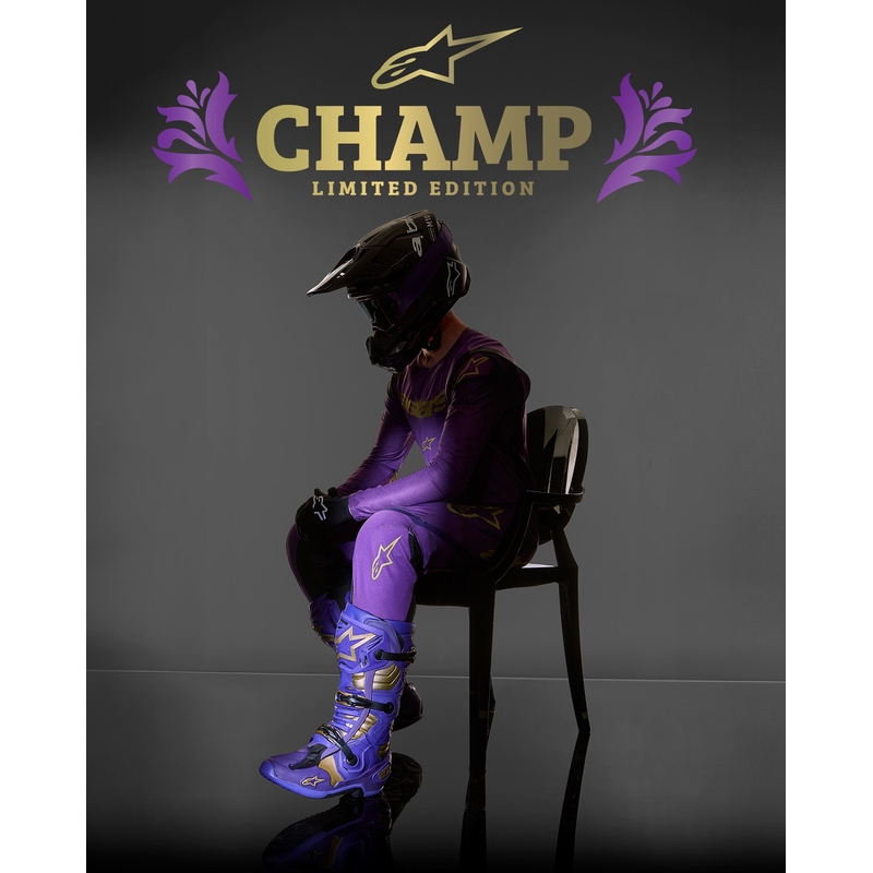 Boty na motorku Alpinestars Tech 10 Limitovaná Edice Champ fialovo-zlaté