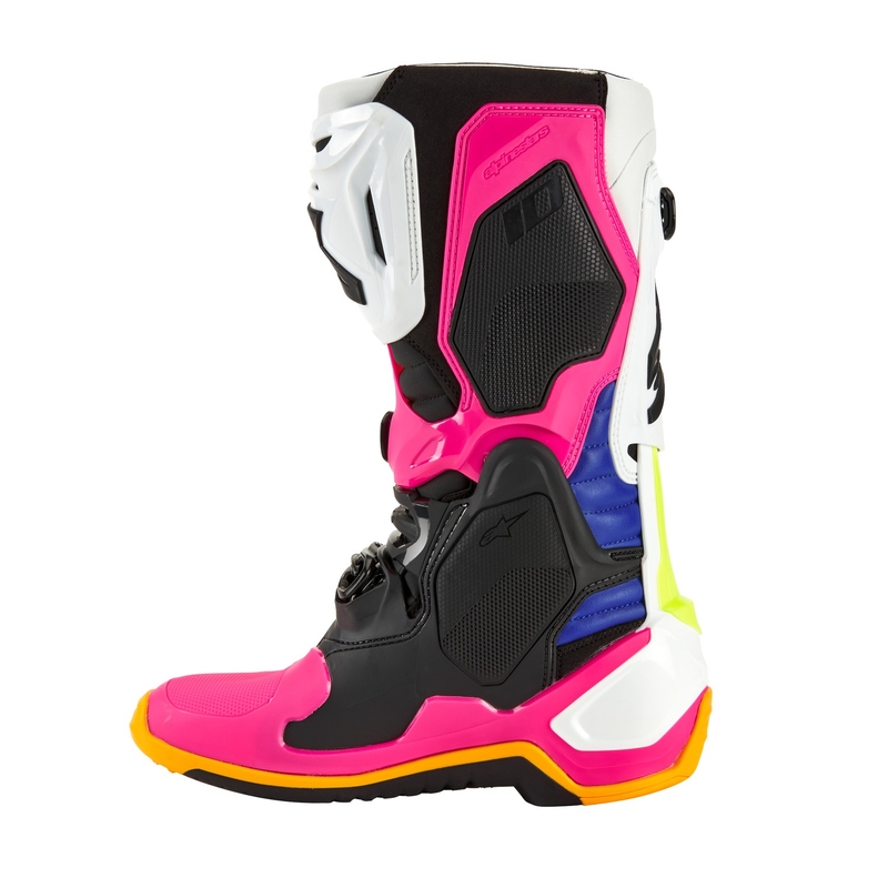 Boty na motorku Alpinestars Tech 10 Limitovaná Edice Coast bílo-tmavě modro-růžovo-fluo žluto-oranžovo-černé