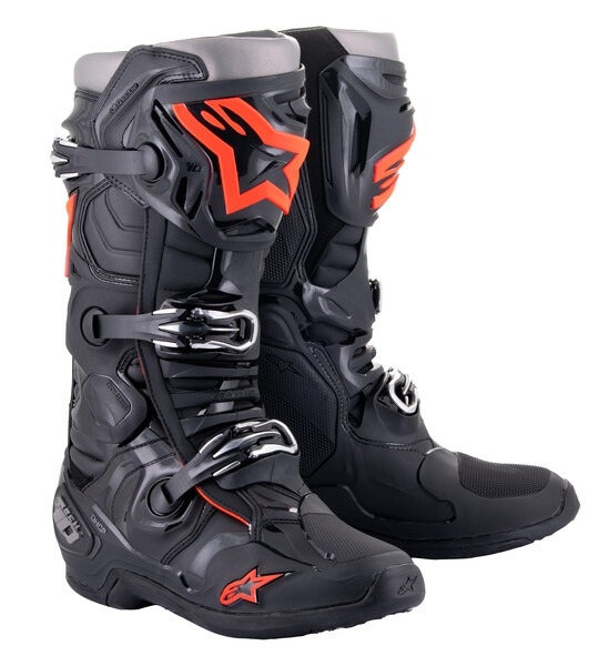 Boty na motorku Alpinestars Tech 10 černo-fluo červeno-šedé Velikost: 40,5