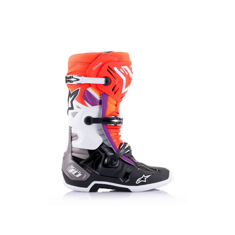 Boty na motorku Alpinestars Tech 10 oranžovo-žluto-fialovo-bílo-černé