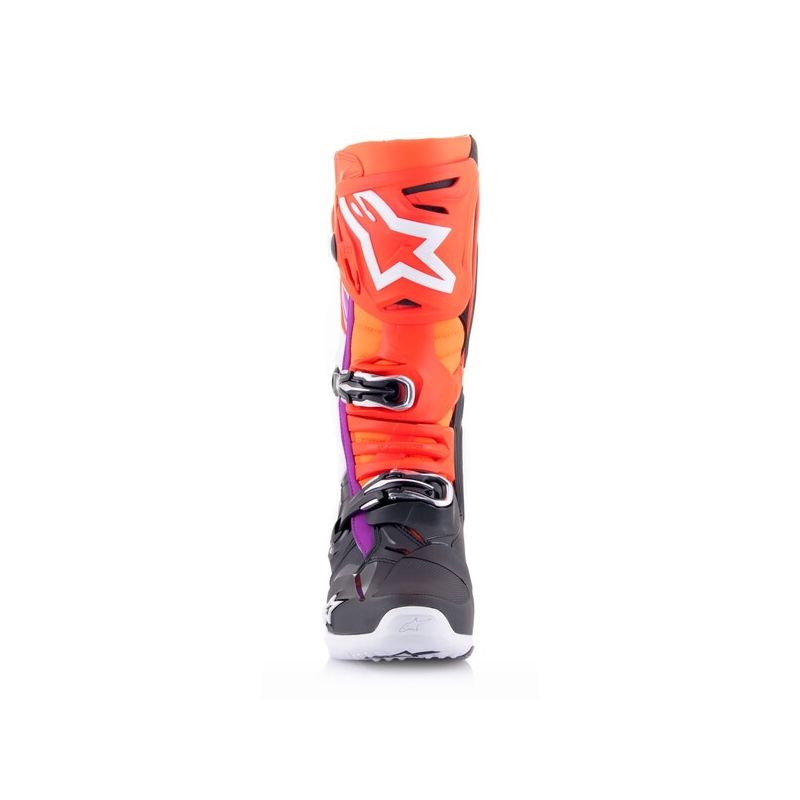 Boty na motorku Alpinestars Tech 10 oranžovo-žluto-fialovo-bílo-černé