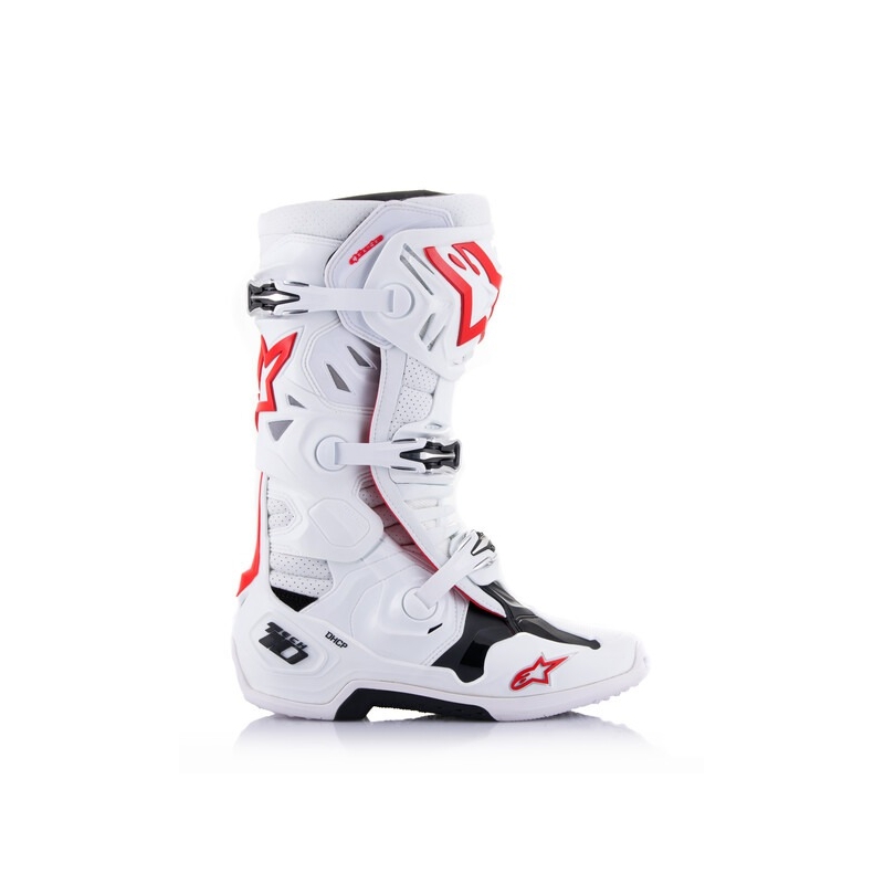 Boty na motorku Alpinestars Tech 10 Supervented Perforované bílo-červeno-černé