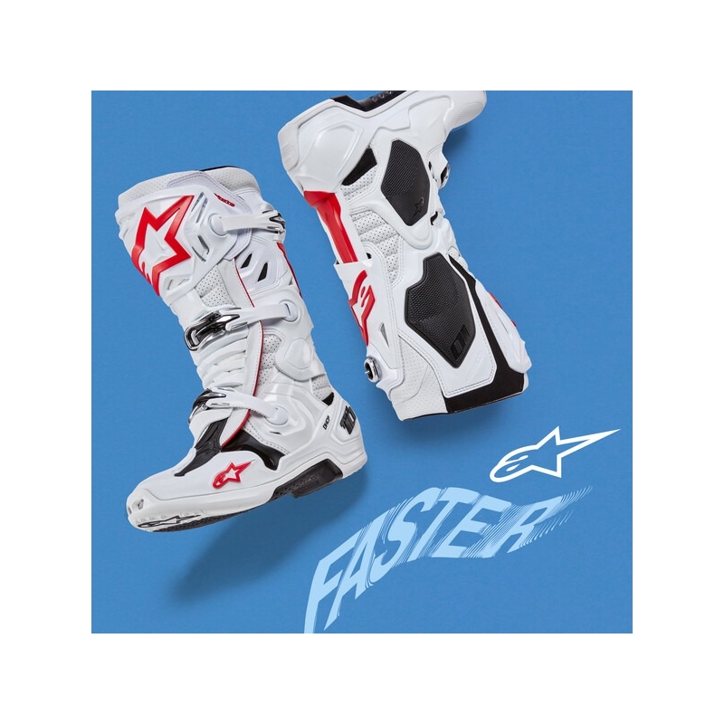 Boty na motorku Alpinestars Tech 10 Supervented Perforované bílo-červeno-černé