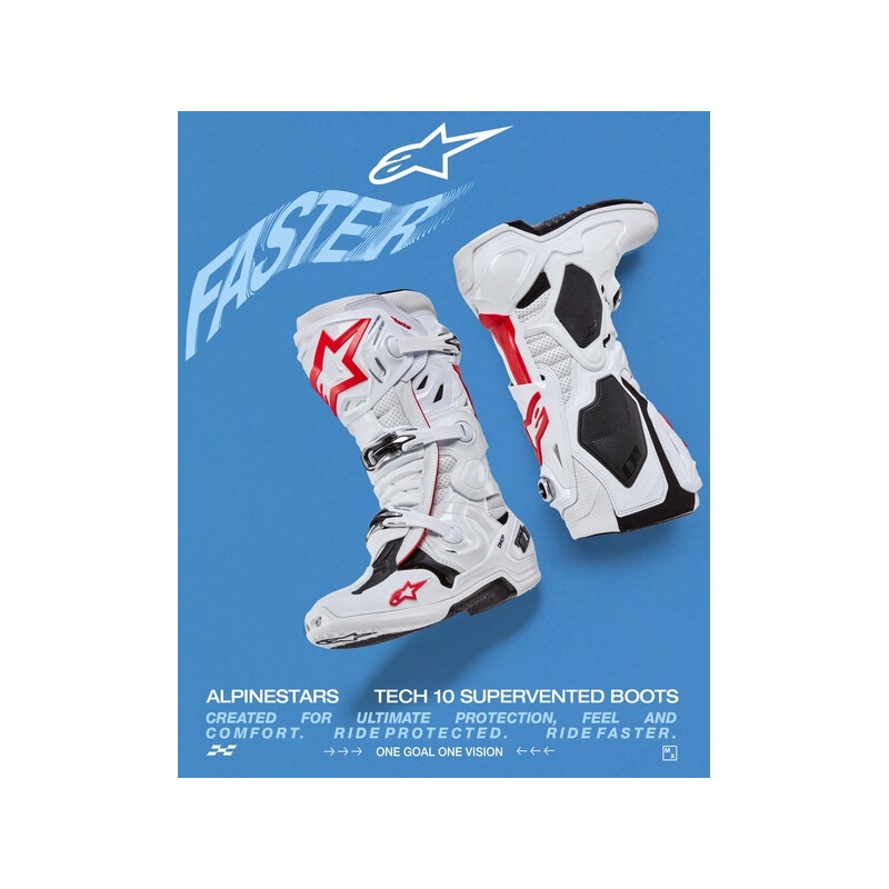 Boty na motorku Alpinestars Tech 10 Supervented Perforované bílo-červeno-černé