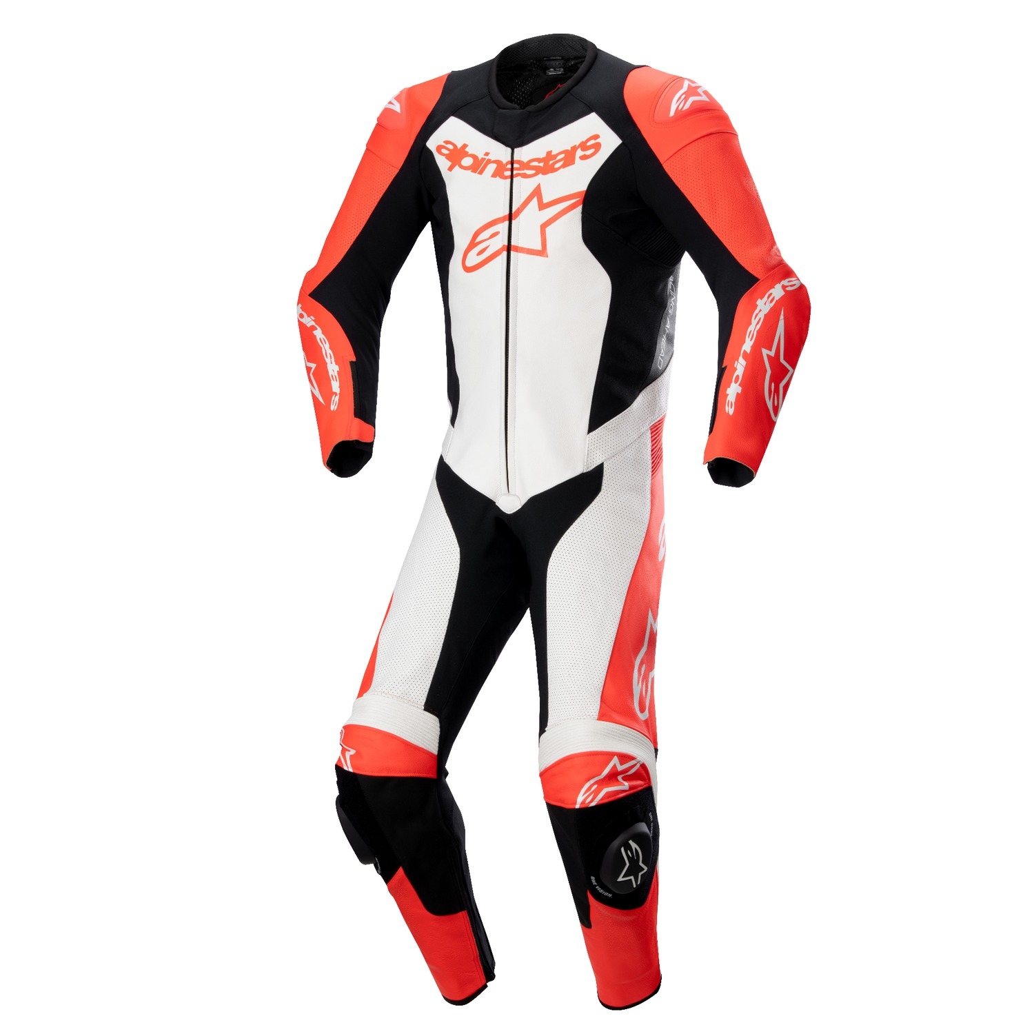 Jednodílná kožená kombinéza na motorku Alpinestars GP Force Lurv fluo červeno-bílo-černá Velikost: 48