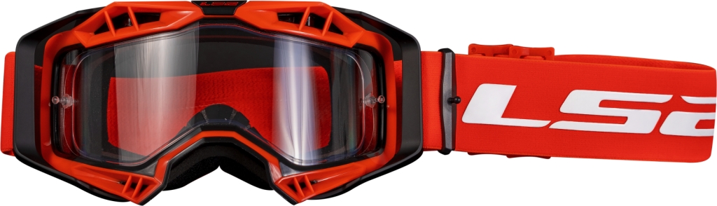 Motokrosové brýle LS2 Aura Enduro červené čiré plexi