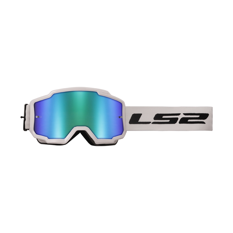 Motokrosové brýle LS2 Charger H-V bílé se zeleným iridiovým plexi