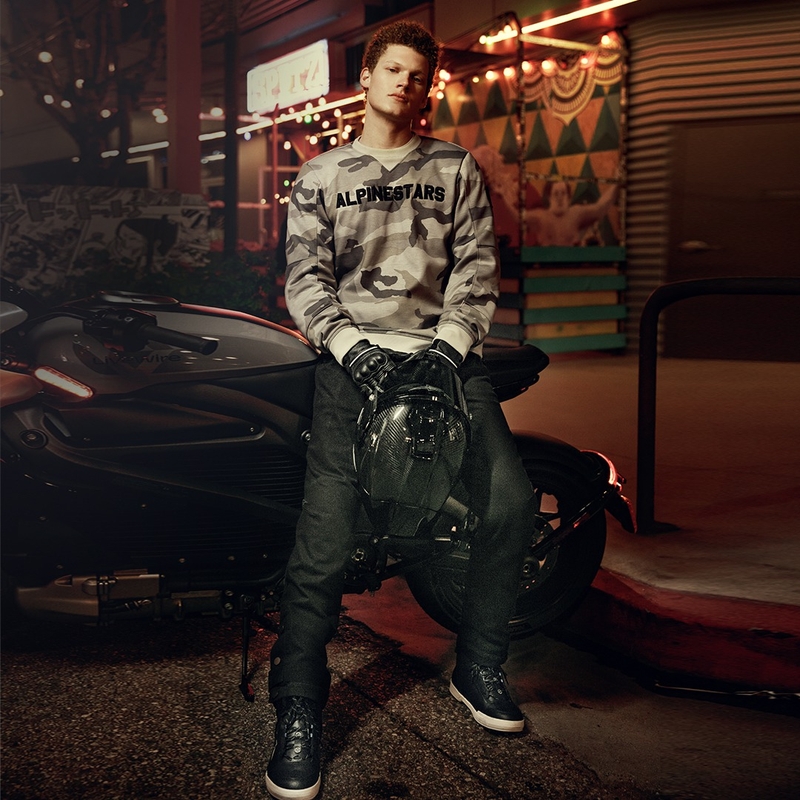 Mikina na motorku Alpinestars Legit Crew Fleece světle camo-šedá
