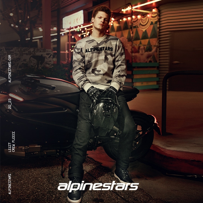 Mikina na motorku Alpinestars Legit Crew Fleece světle camo-šedá
