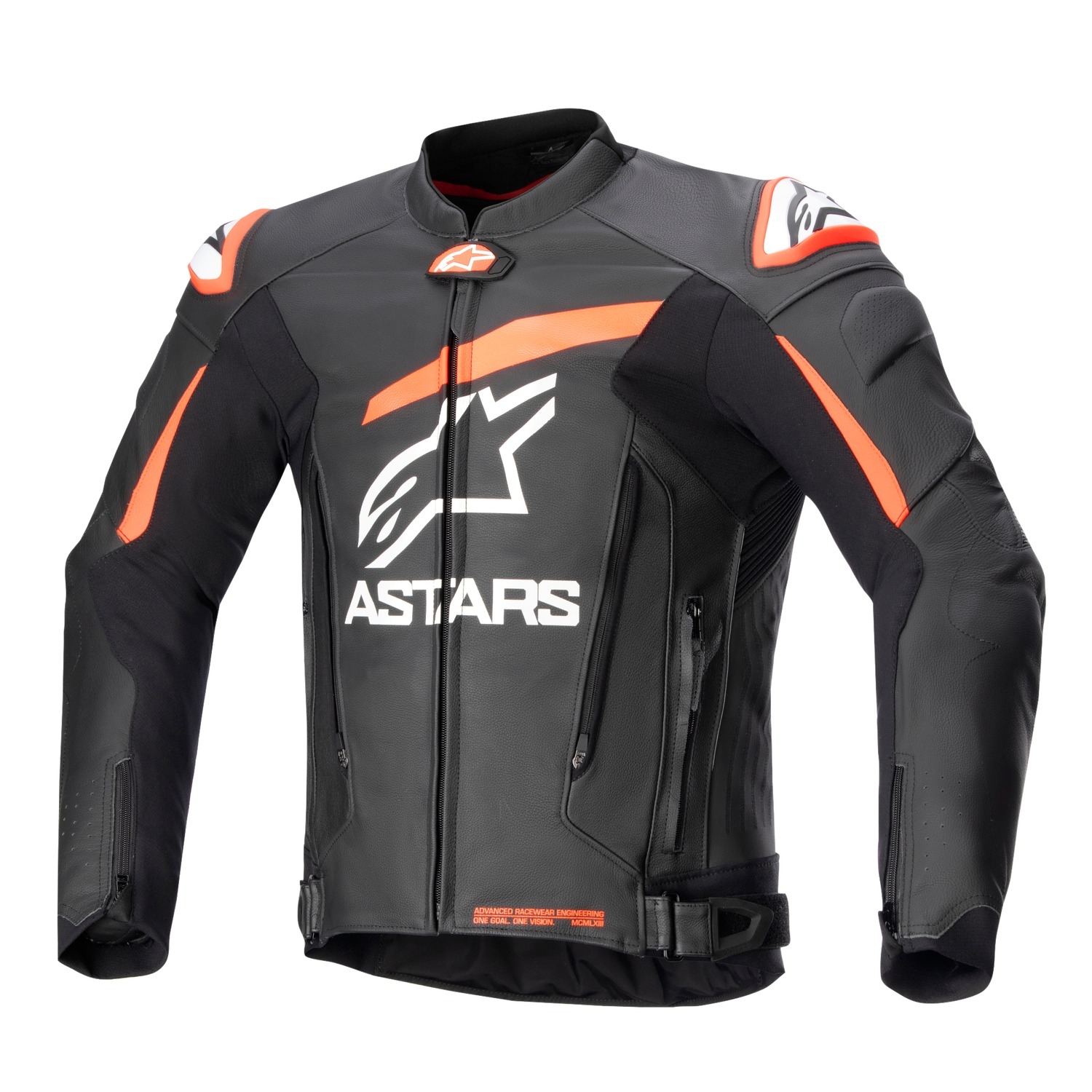 Bunda na motorku Alpinestars GP PLUS 4 černo-fluo červeno-bílá Velikost: 52