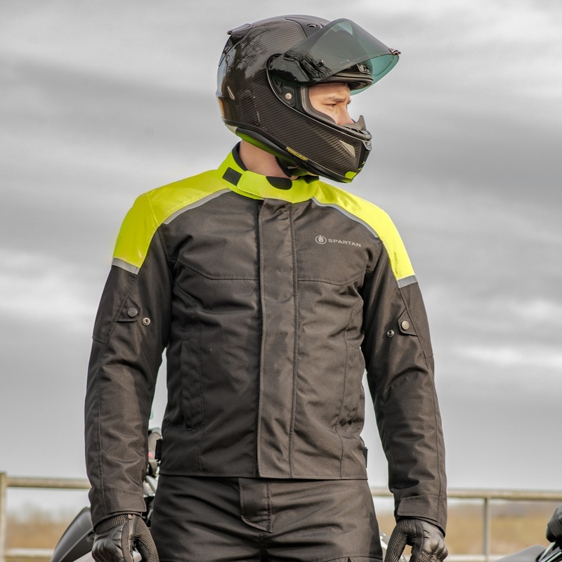 Bunda na motorku Oxford Spartan Short WP černo-fluo žlutá