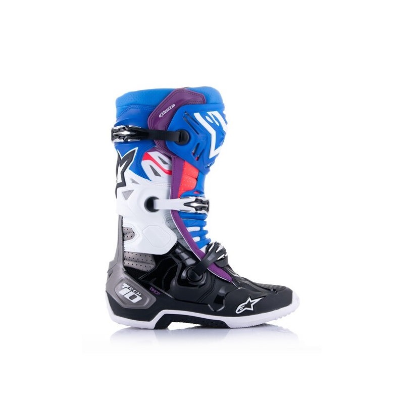 Boty na motorku Alpinestars Tech 10 Supervented Perforované modro-fialovo-růžovo-bílo-šedo-černé