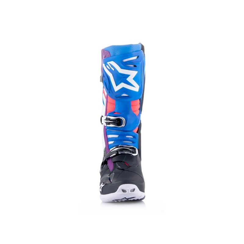 Boty na motorku Alpinestars Tech 10 Supervented Perforované modro-fialovo-růžovo-bílo-šedo-černé