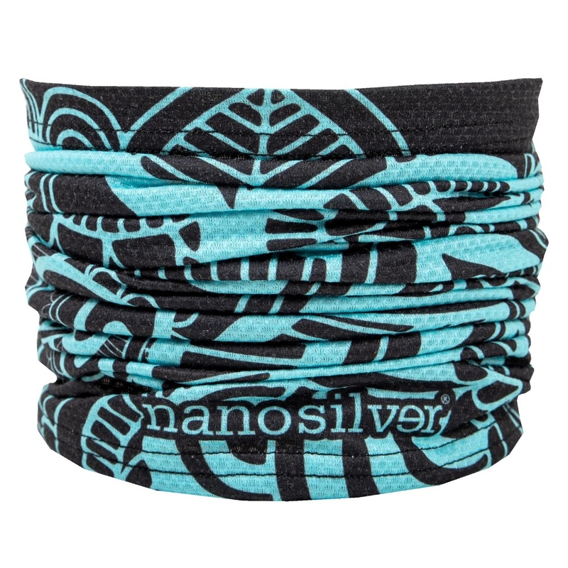 Multifunkční nákrčník nanosilver® Flower černo-tyrkysová