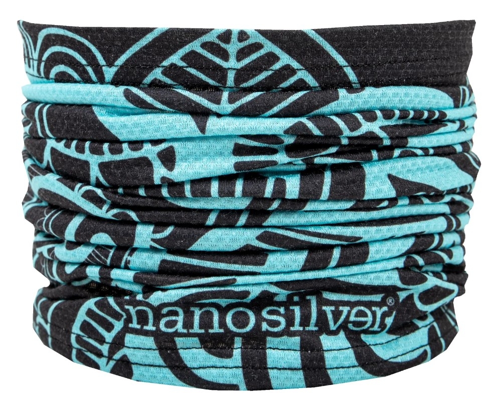Multifunkční nákrčník nanosilver® Flower černo-tyrkysová