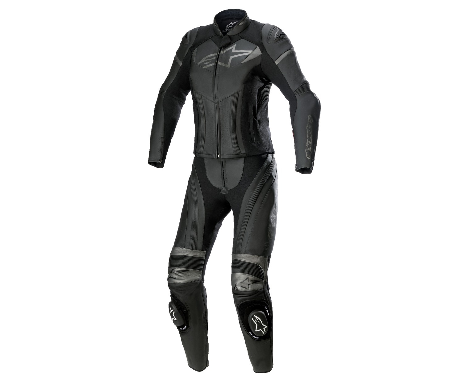 Dámská dvoudílná kožená kombinéza na motorku Alpinestars STELLA GP PLUS 2 černo-šedá metalická Velikost: 38