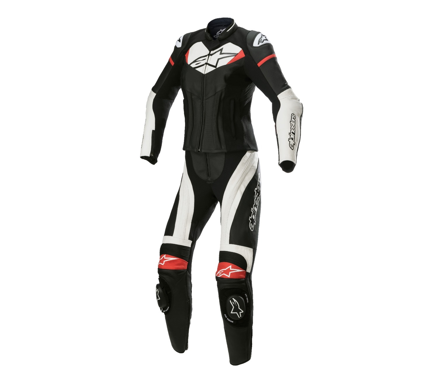 Dámská dvoudílná kožená kombinéza na motorku Alpinestars STELLA GP PLUS 2 černo-bílo-červená Velikost: 38