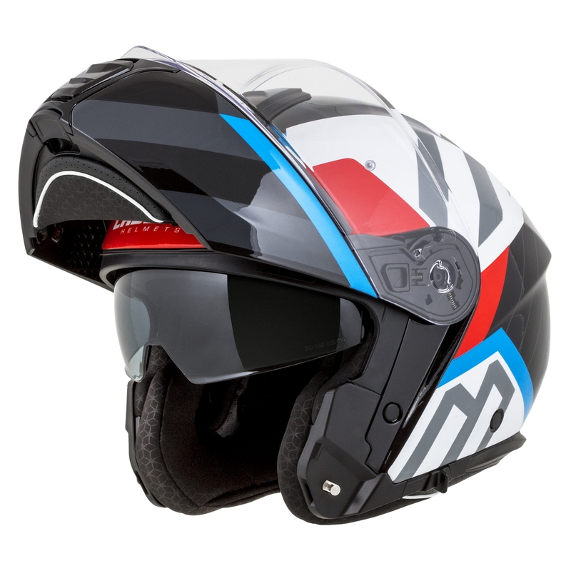Výklopná helma na motorku Cassida Modulo 2.1 Profile bílo-černo-modro-šedá