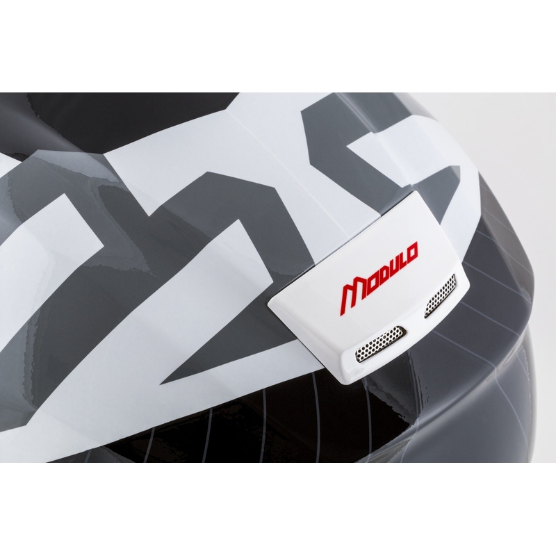 Výklopná helma na motorku Cassida Modulo 2.1 Profile bílo-černo-modro-šedá