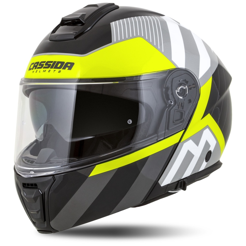 Výklopná helma na motorku Cassida Modulo 2.1 Profile bílo-černo-fluo žluto-šedá
