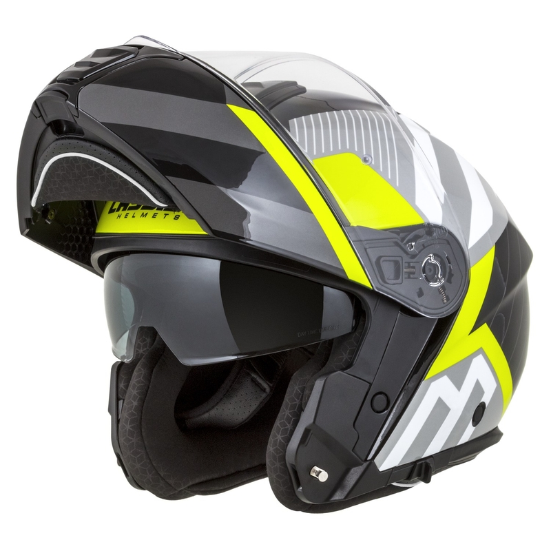 Výklopná helma na motorku Cassida Modulo 2.1 Profile bílo-černo-fluo žluto-šedá