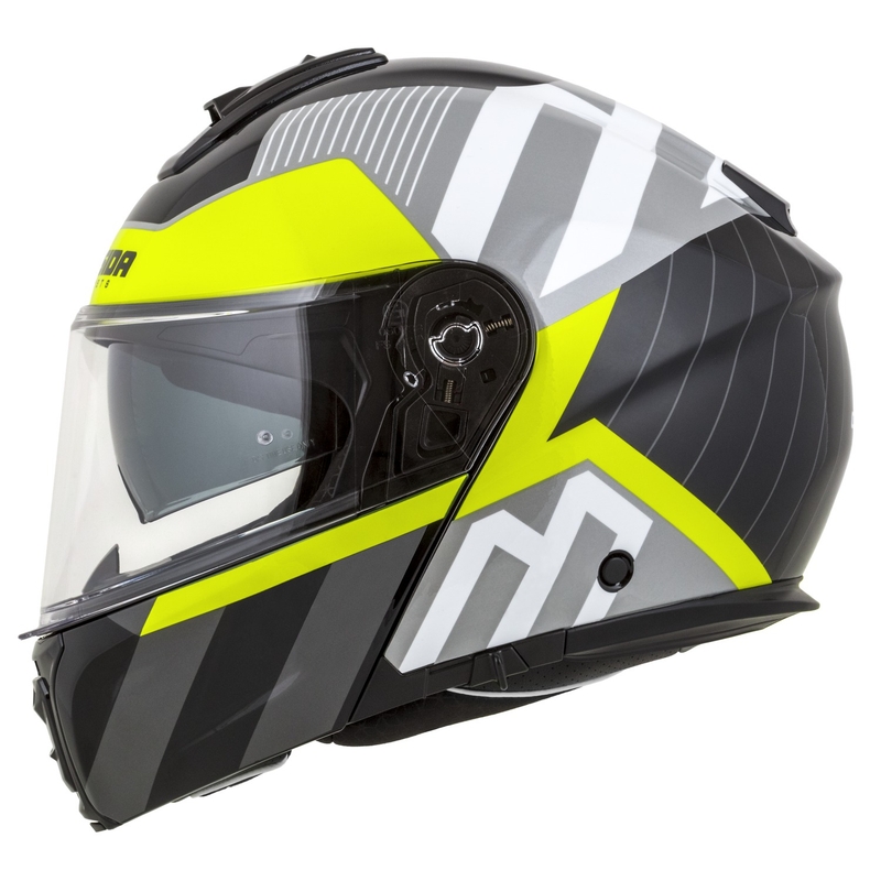Výklopná helma na motorku Cassida Modulo 2.1 Profile bílo-černo-fluo žluto-šedá