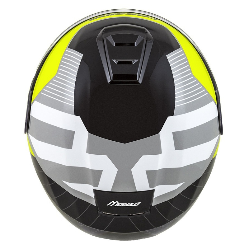 Výklopná helma na motorku Cassida Modulo 2.1 Profile bílo-černo-fluo žluto-šedá