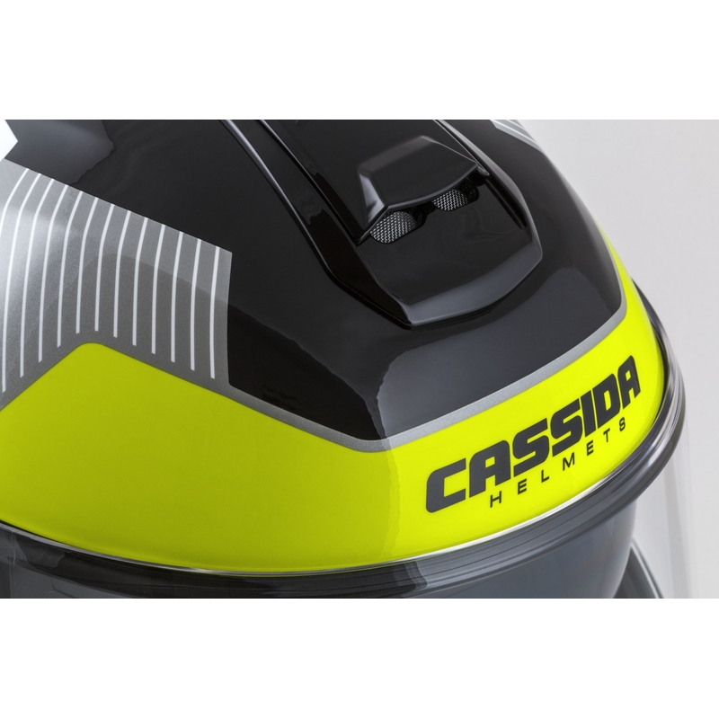 Výklopná helma na motorku Cassida Modulo 2.1 Profile bílo-černo-fluo žluto-šedá